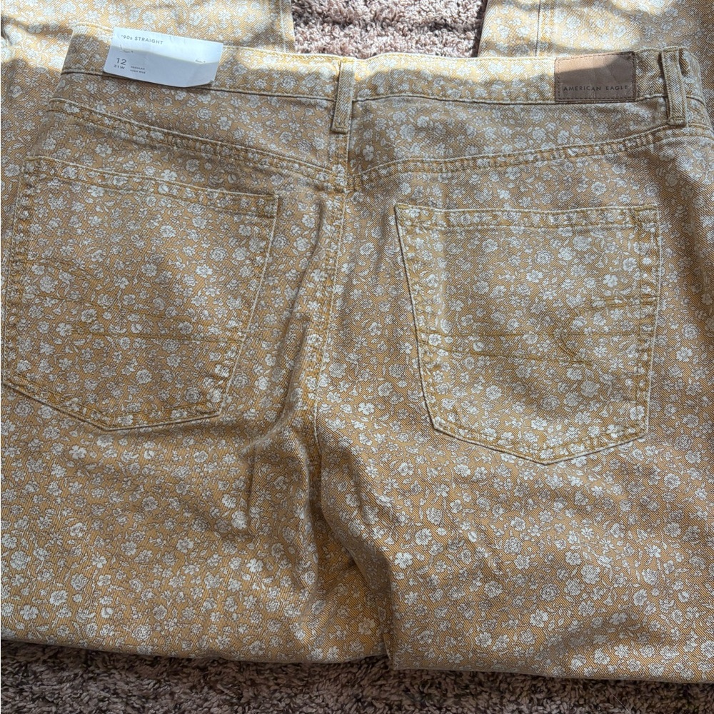 American Eagle Outfitters Yellow and White Straight Leg Pants